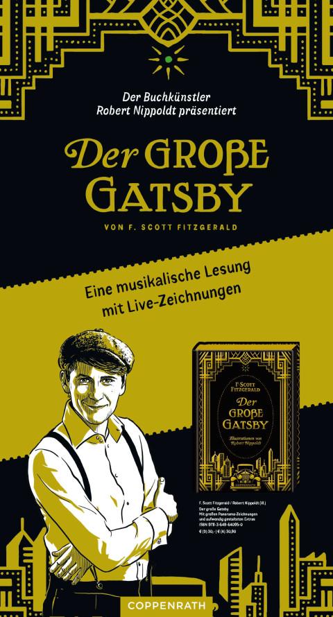 Plakatmotiv der musikalischen Lesung mit Livezeichnungen 